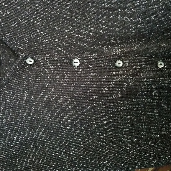 90s Black Lurex Cardigan — Minimal Goth Metallic Knit - Picture 5 of 7